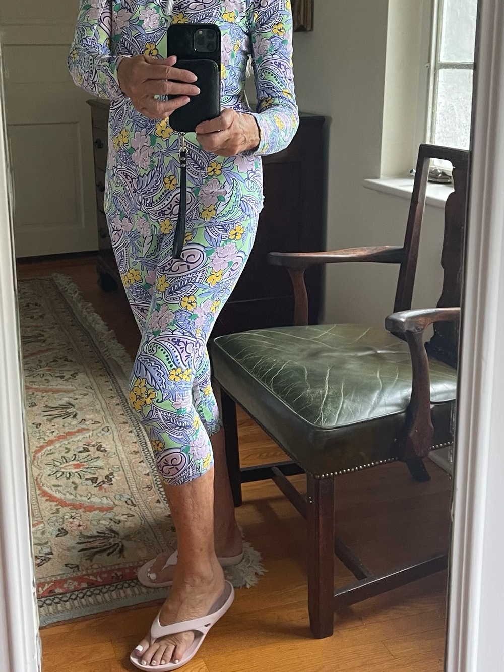 Floral Paisley Long-Sleeve Half-Zip Top and pant in Mint and Pastel + gift